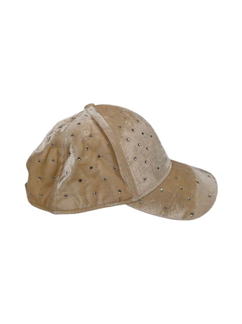 cappello donna modello baseball con strass avorio MC2 Saint Barth | BASEBALL N VELVET STRASS11 EMB